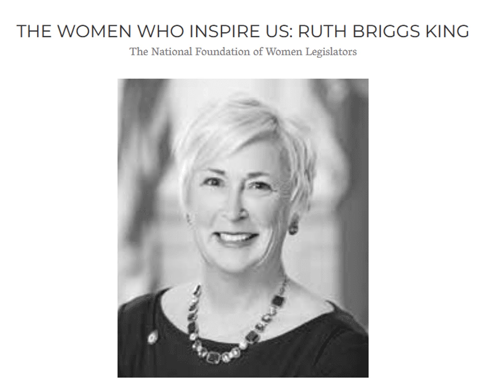 State Rep. Ruth Briggs King is featured in a national publication as among “The Women Who Inspire Us”