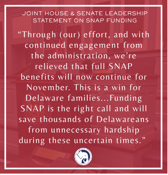 Legislative Leaders Issue Statement on Governor Meyer’s Announcement on SNAP Funding